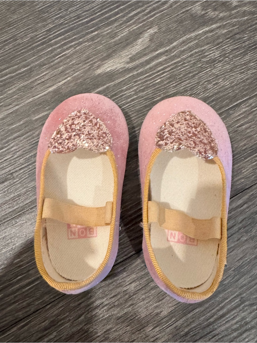 Bonton Pink Glitter Heart Slip-On Ballet Flats